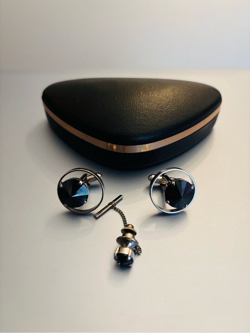 Alaska Black Diamond Cufflinks with Matching Tie Pin